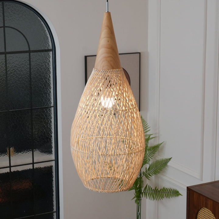 Flätad Rattan Pendellampa