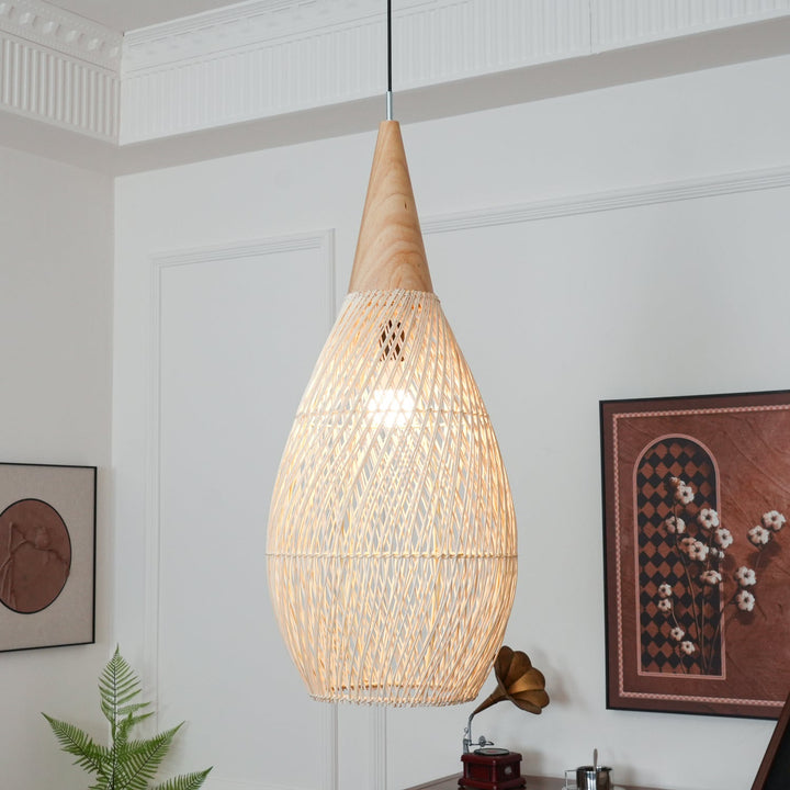 Flätad Rattan Pendellampa