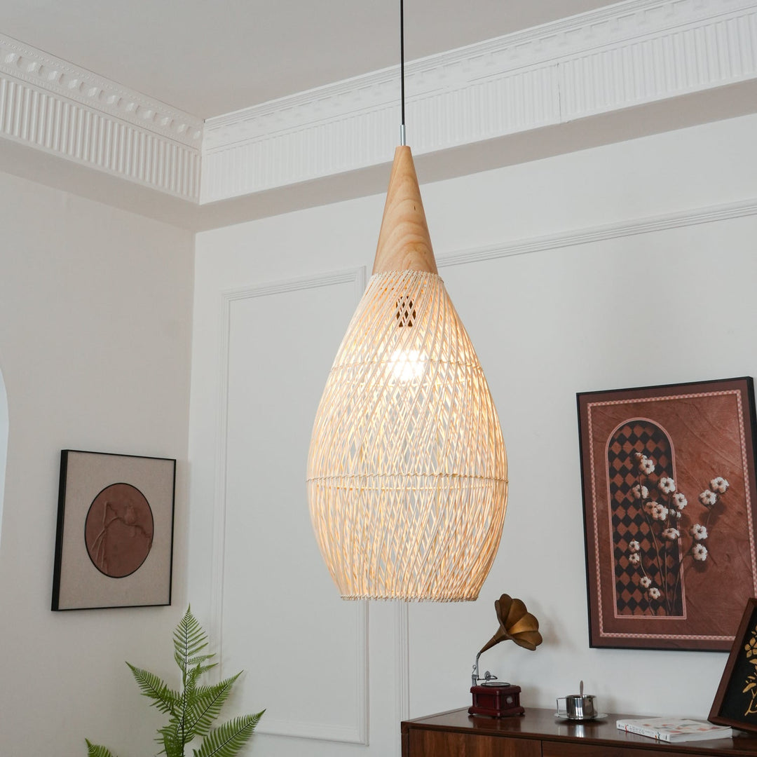 Flätad Rattan Swag Pendellampa