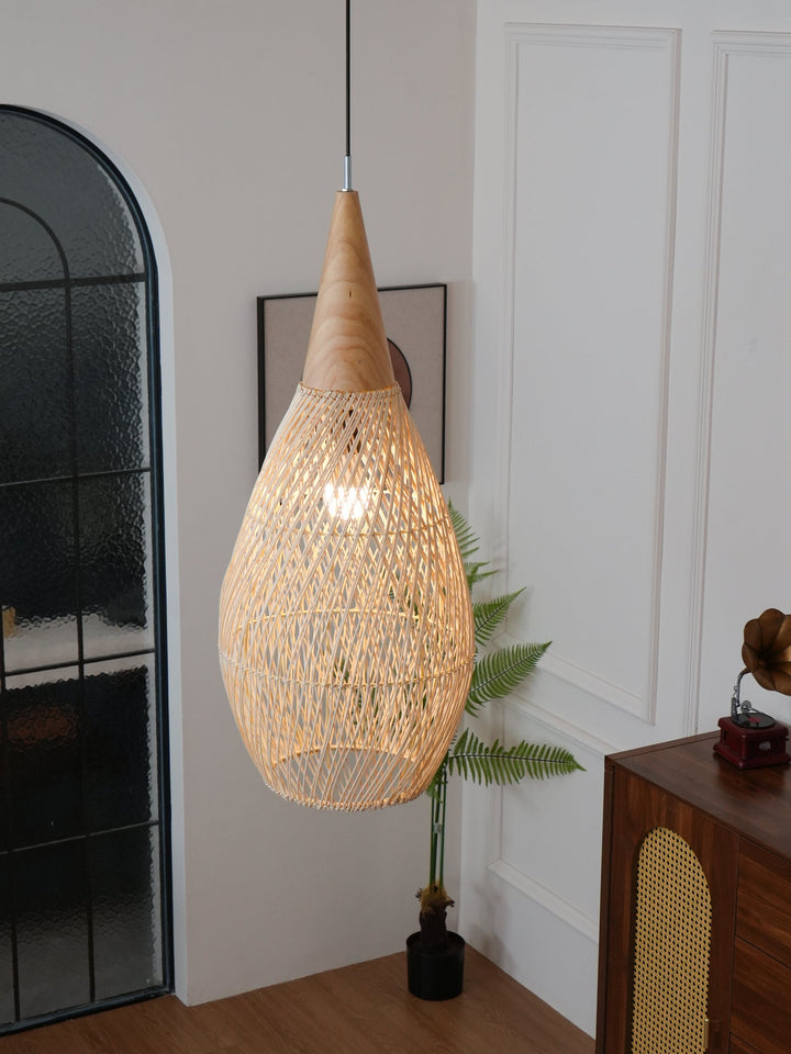 Flätad Rattan Swag Pendellampa