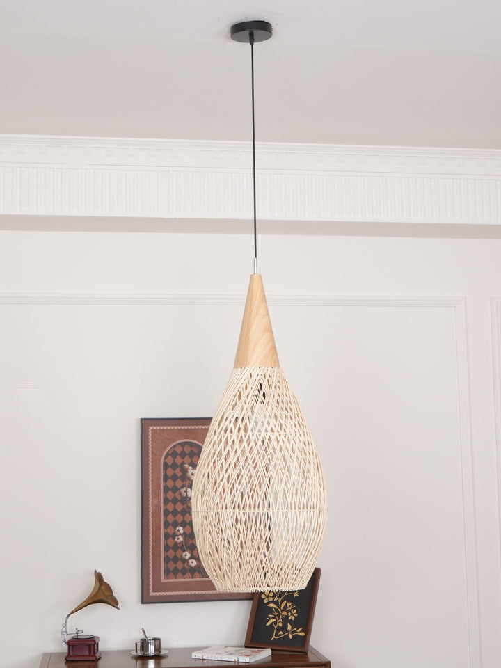 Flätad Rattan Pendellampa