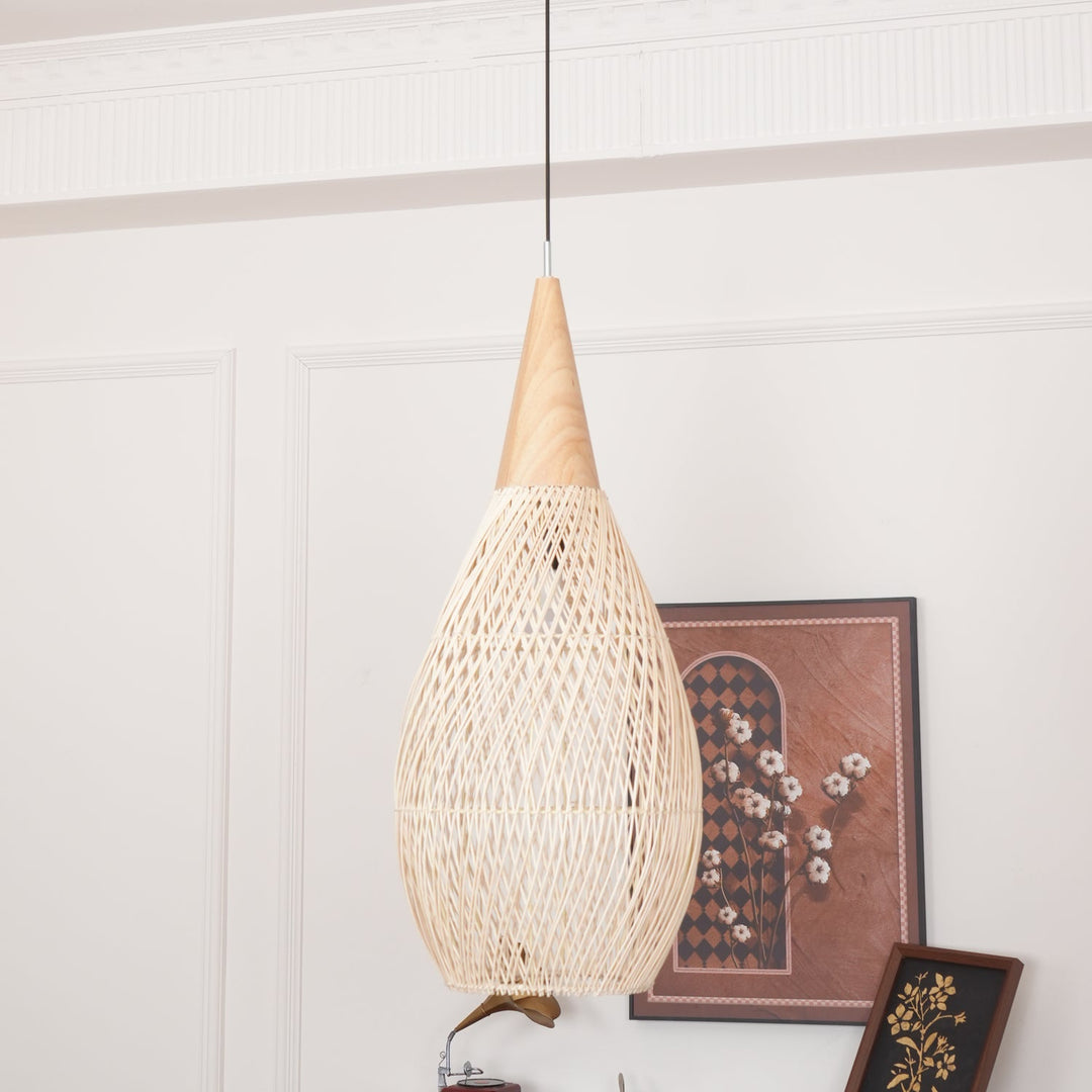 Flätad Rattan Pendellampa