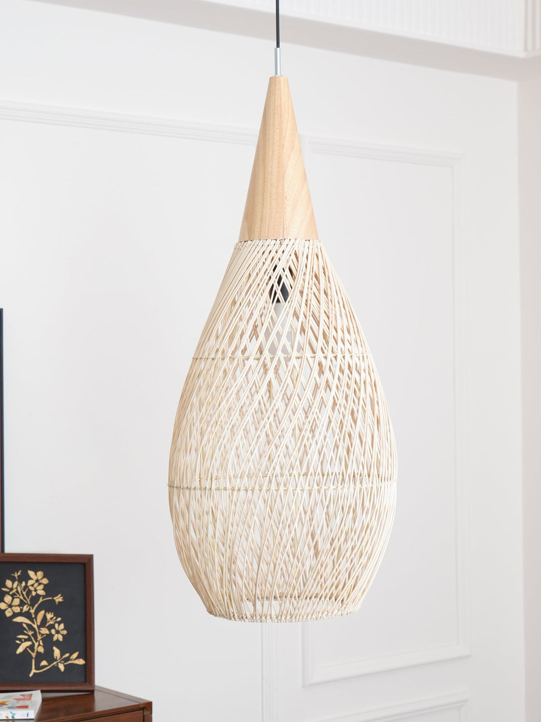 Flätad Rattan Pendellampa