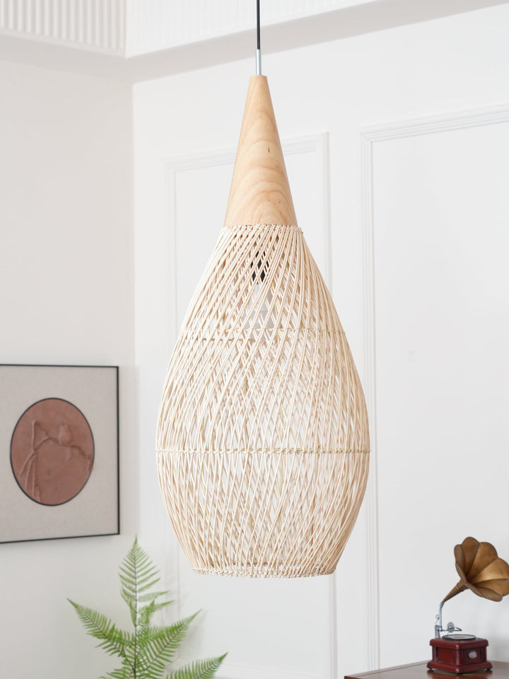 Flätad Rattan Pendellampa