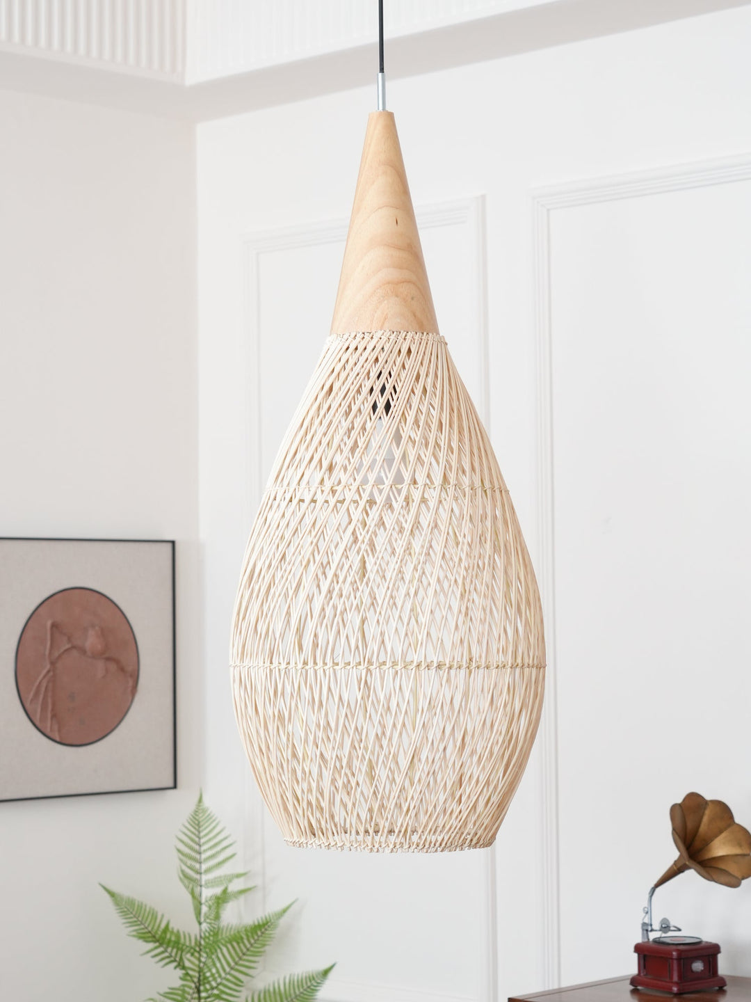 Flätad Rattan Swag Pendellampa