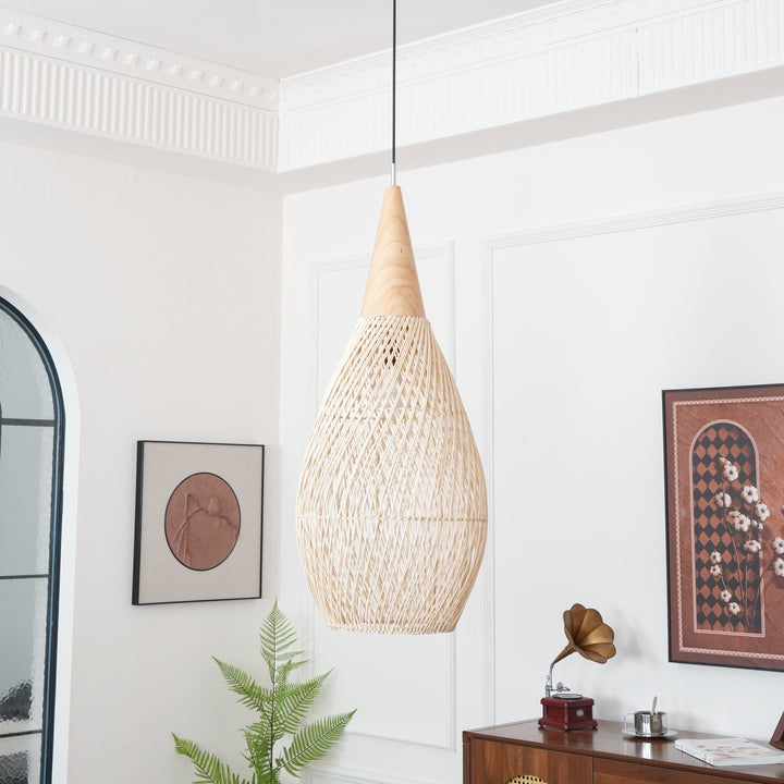 Flätad Rattan Pendellampa
