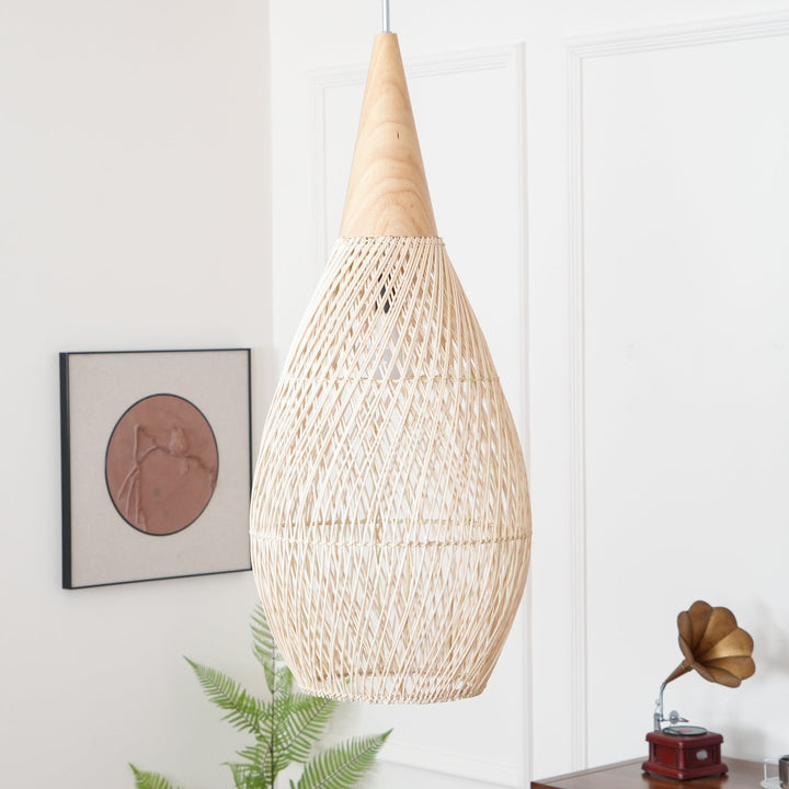 Flätad Rattan Pendellampa