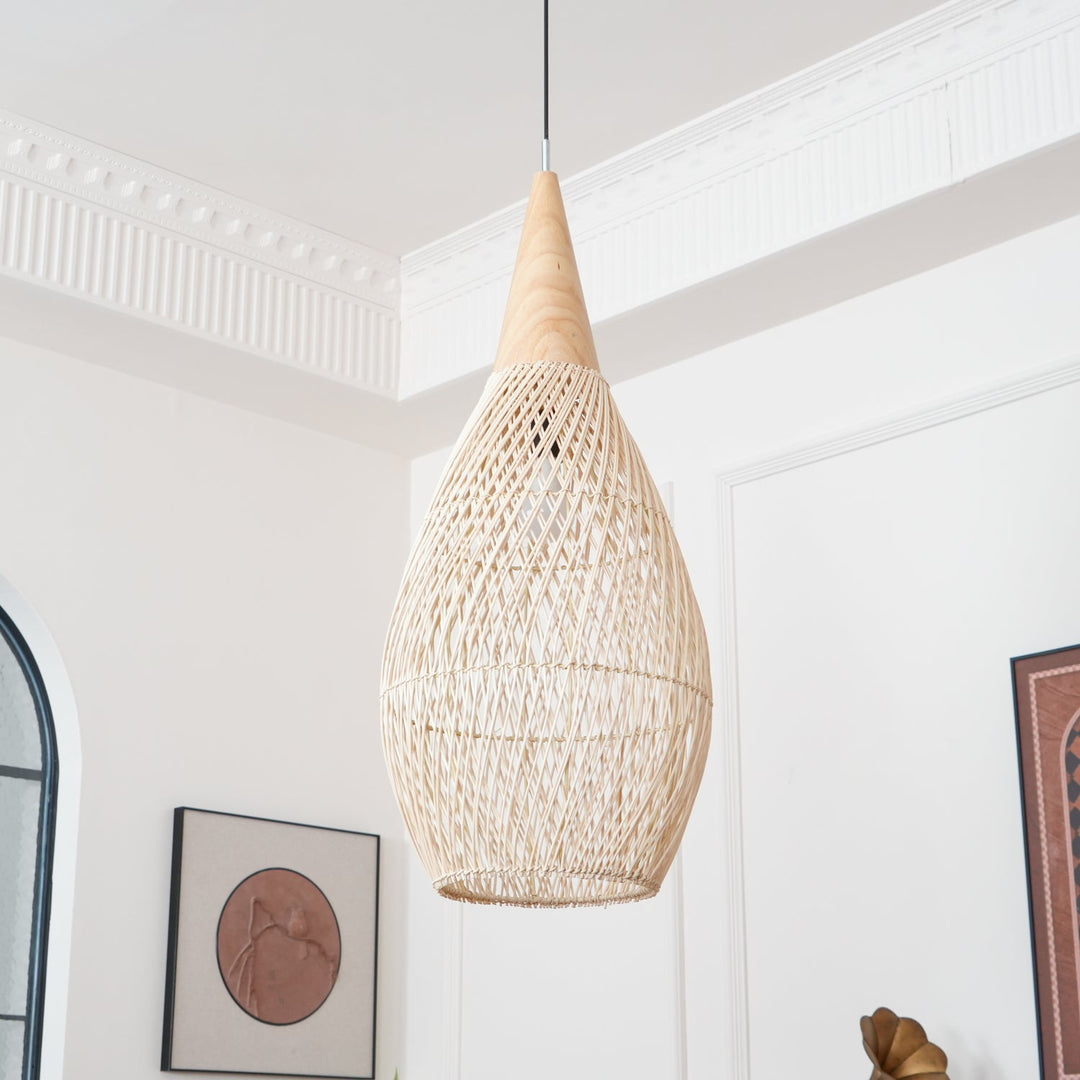 Flätad Rattan Pendellampa