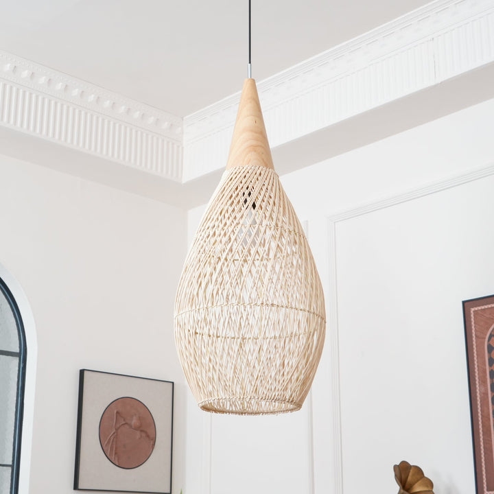 Flätad Rattan Swag Pendellampa