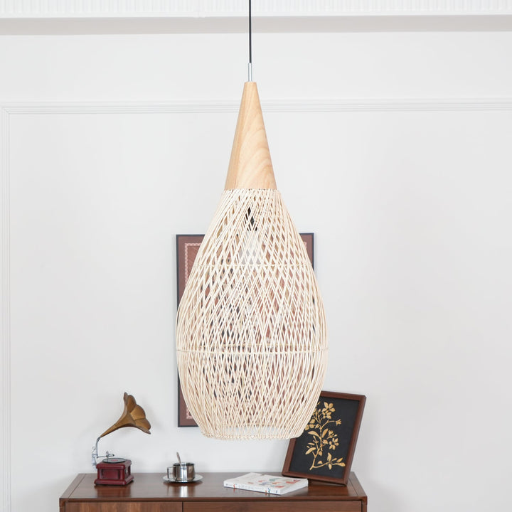 Flätad Rattan Swag Pendellampa