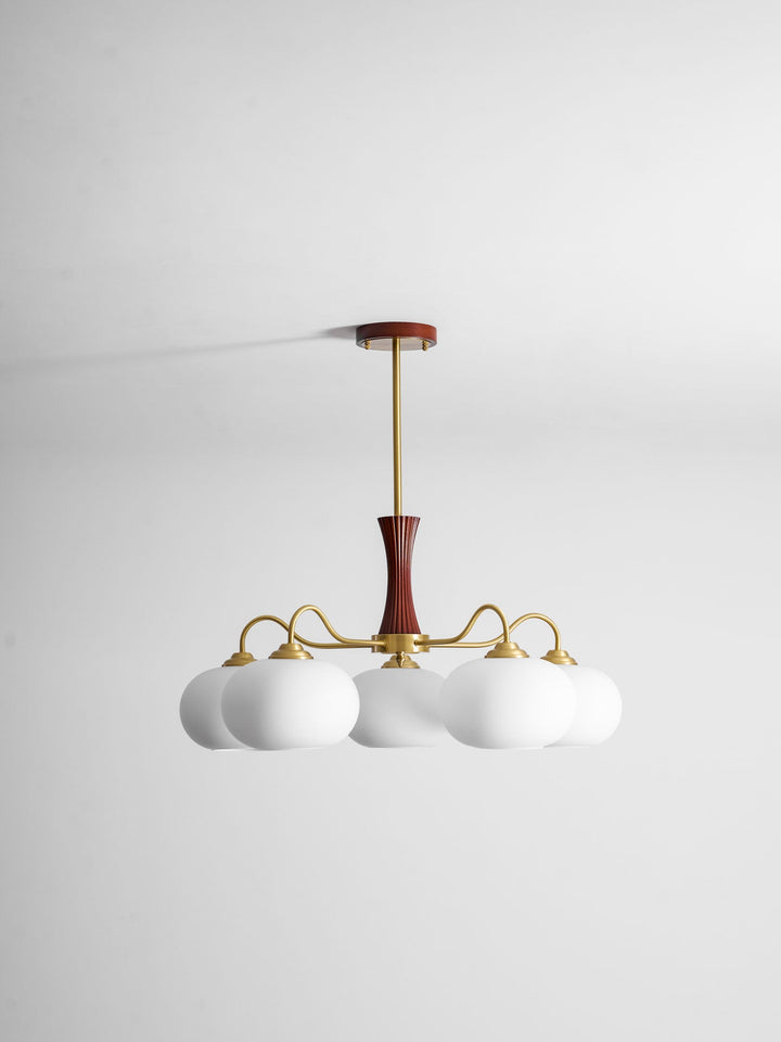 Brass Wooden Persimmon Chandelier