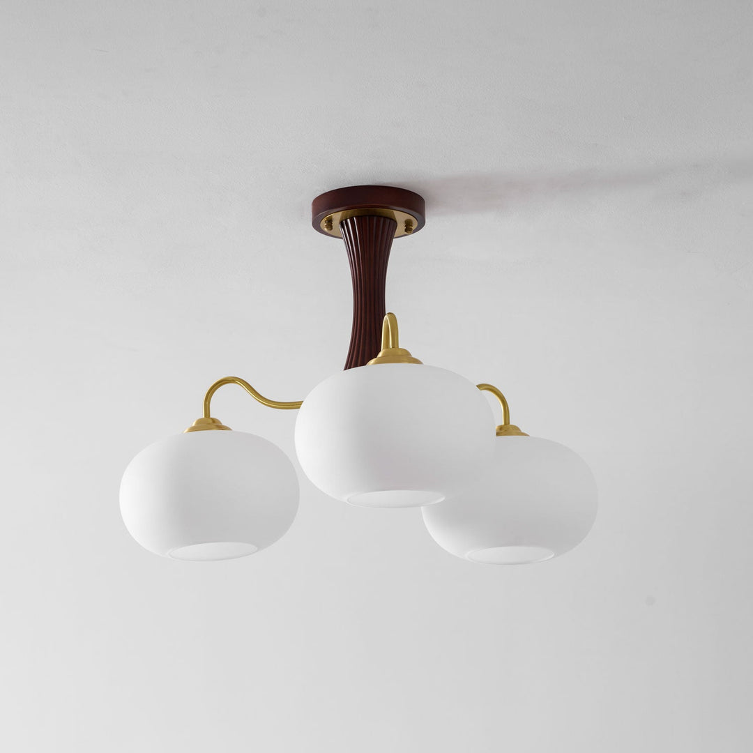 Brass Wooden Persimmon Chandelier