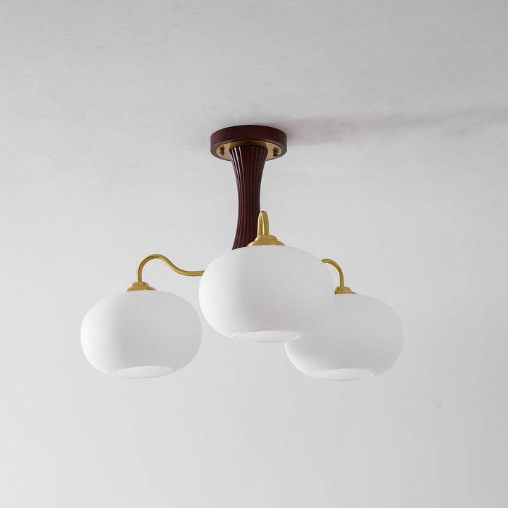 Brass Wooden Persimmon Chandelier