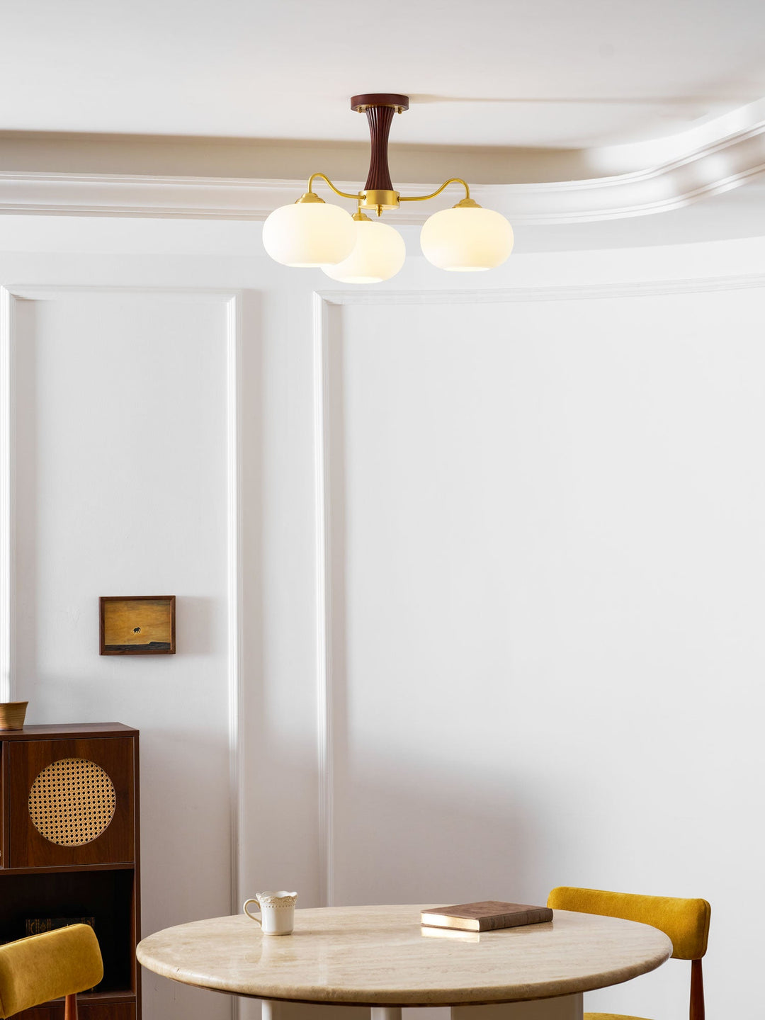 Brass Wooden Persimmon Chandelier