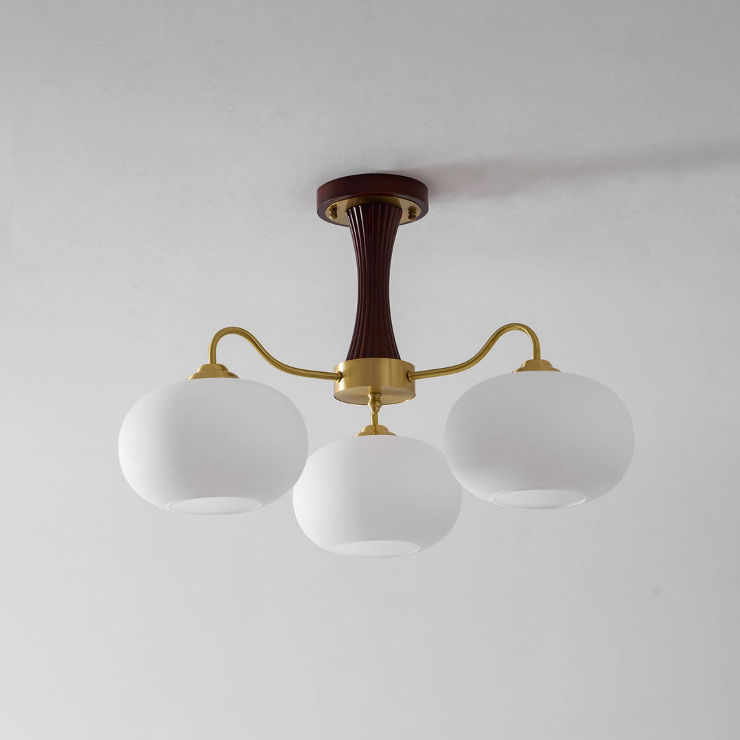 Brass Wooden Persimmon Chandelier