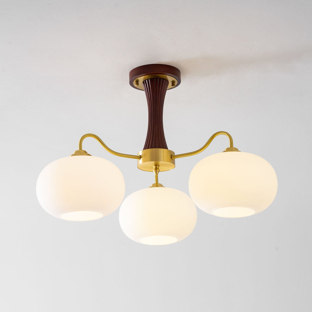 Brass Wooden Persimmon Chandelier