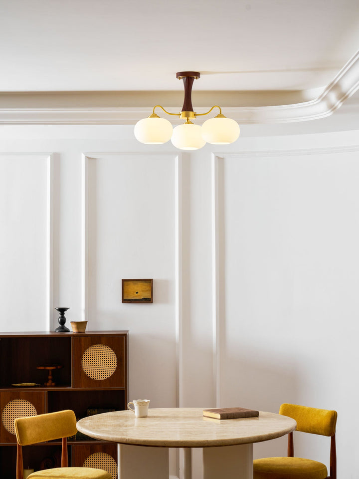Brass Wooden Persimmon Chandelier