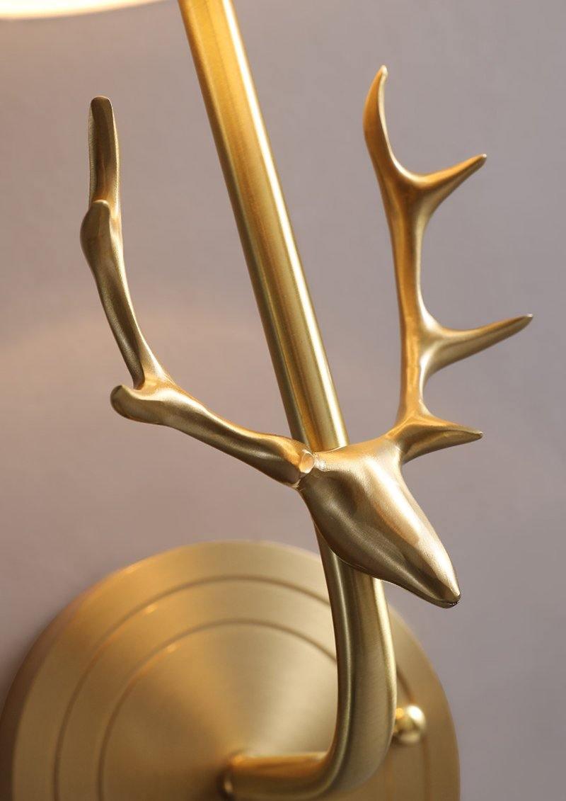 Brons Hjort Huvud Vägglampa