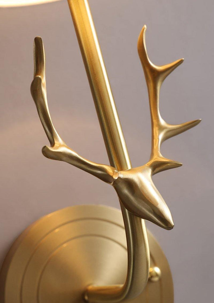 Brons Hjort Huvud Vägglampa