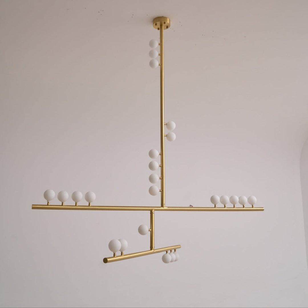 Brass Glass Drop Chandelier