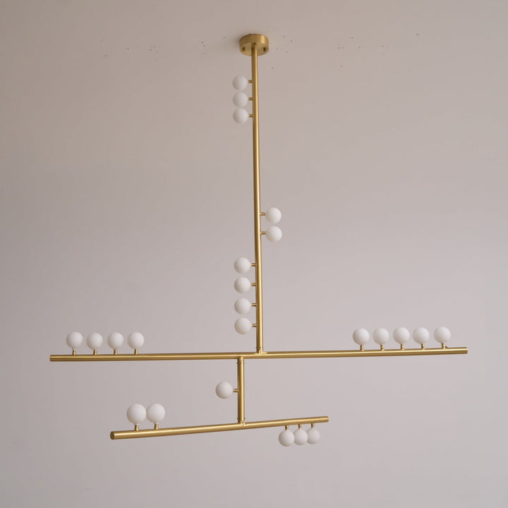 Brass Glass Drop Chandelier