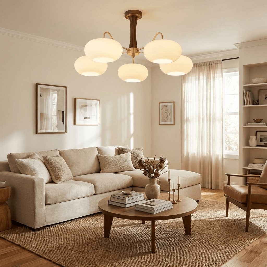 Brass Wooden Persimmon Chandelier