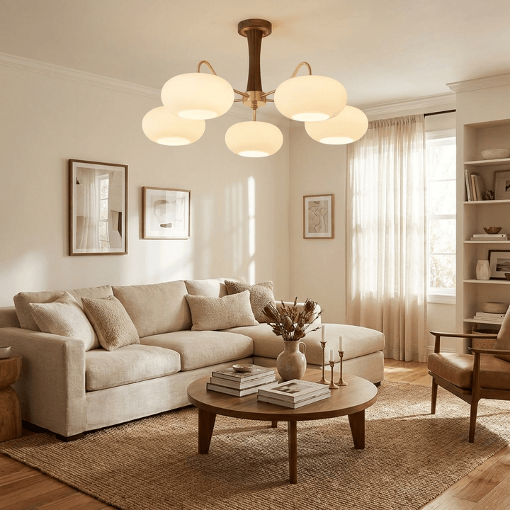 Brass Wooden Persimmon Chandelier