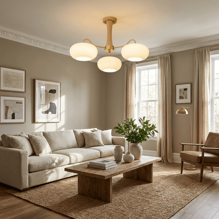 Brass Wooden Persimmon Chandelier
