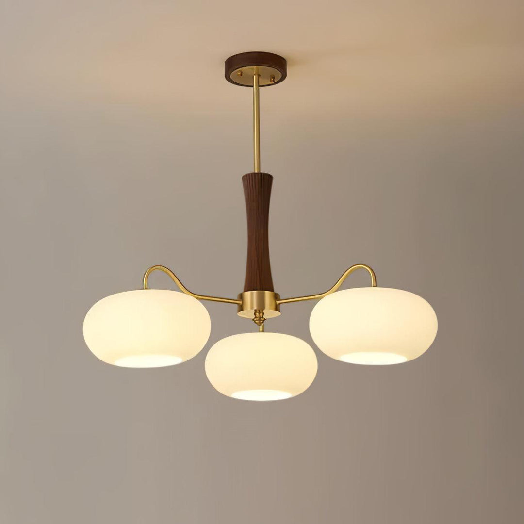 Brass Wooden Persimmon Chandelier