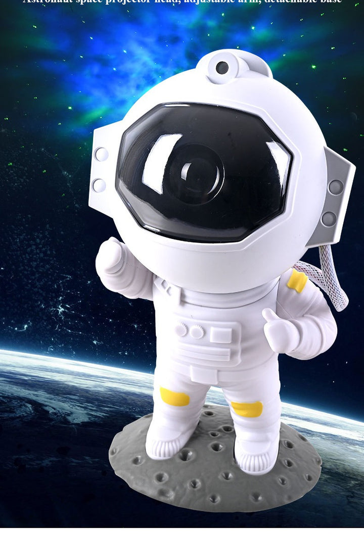 Astronautprojektor lyser blå nebulosa i tak