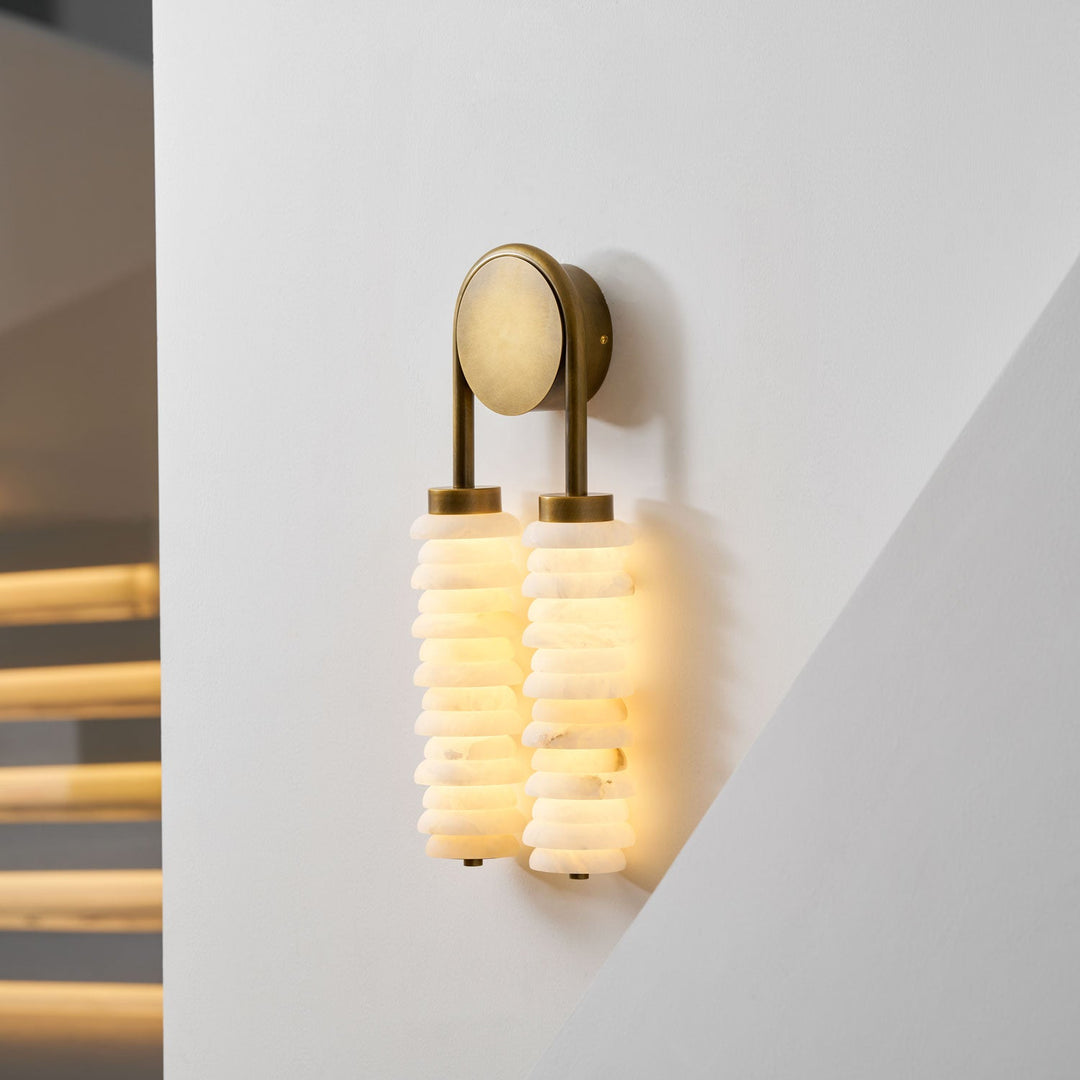 Calla Ribbed Alabaster Vägglampa