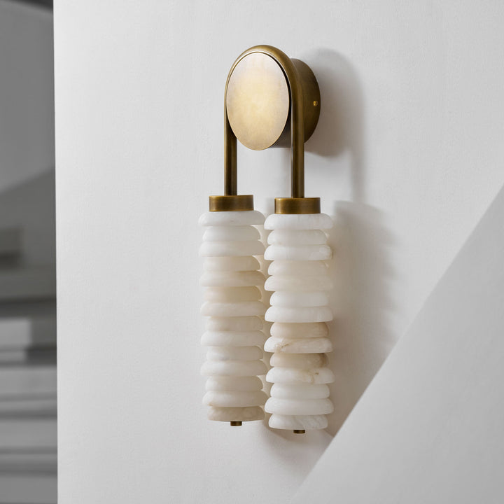 Calla Ribbed Alabaster Vägglampa