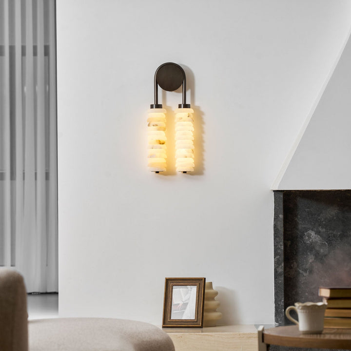 Calla Ribbed Alabaster Vägglampa