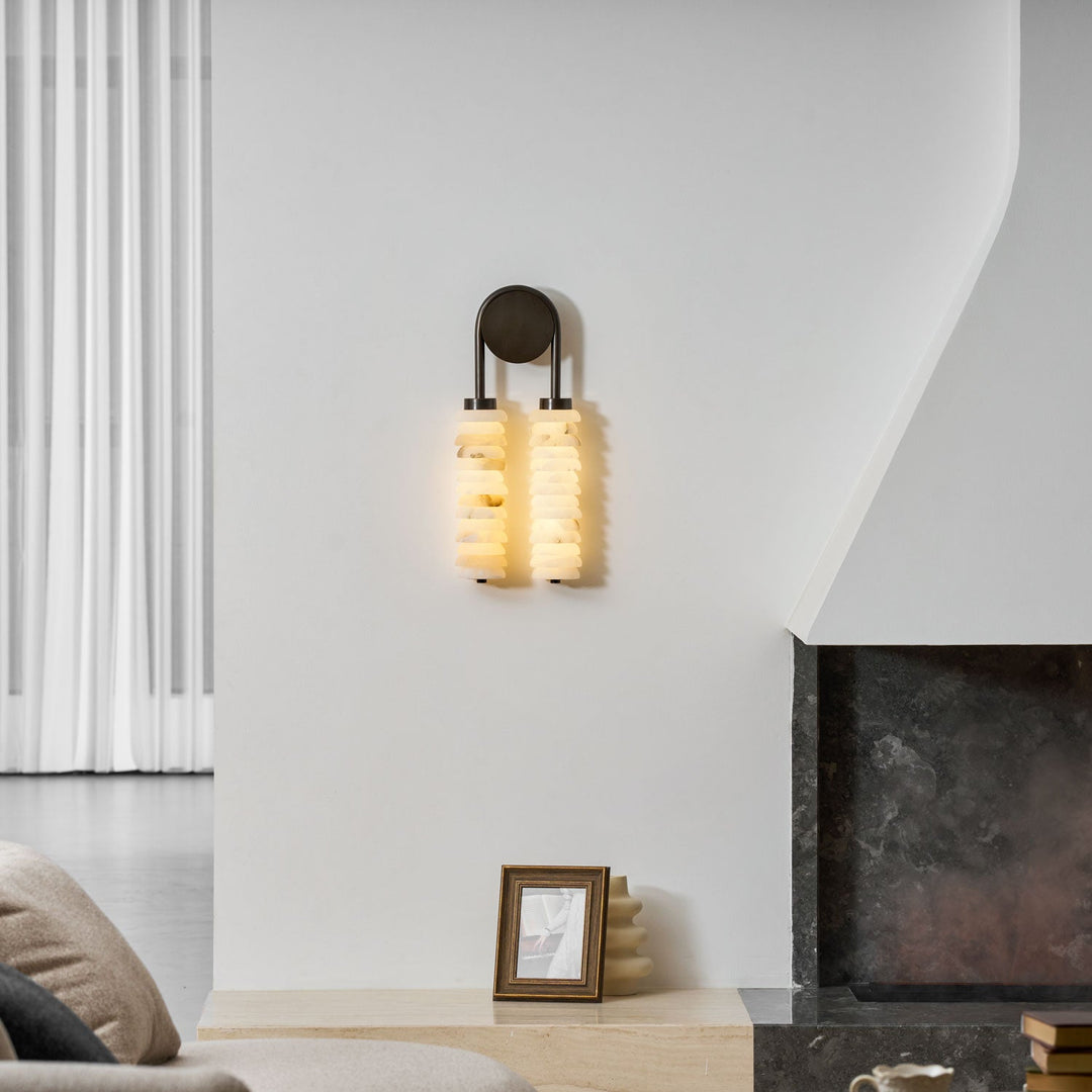 Calla Ribbed Alabaster Vägglampa