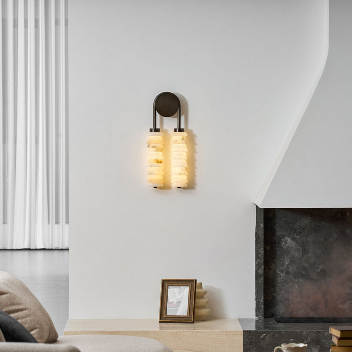 Calla Ribbed Alabaster Vägglampa