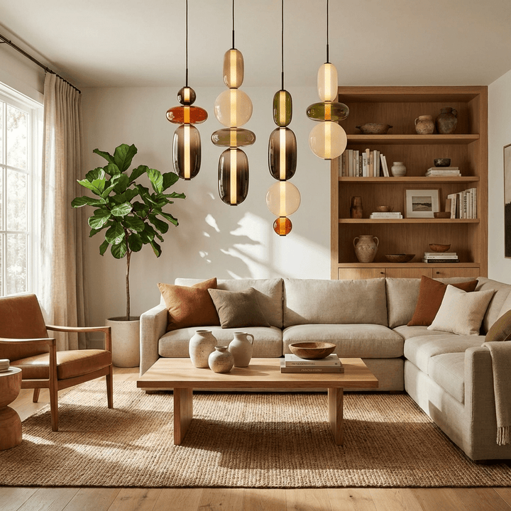 Sockerbelagd Glas Pendellampa