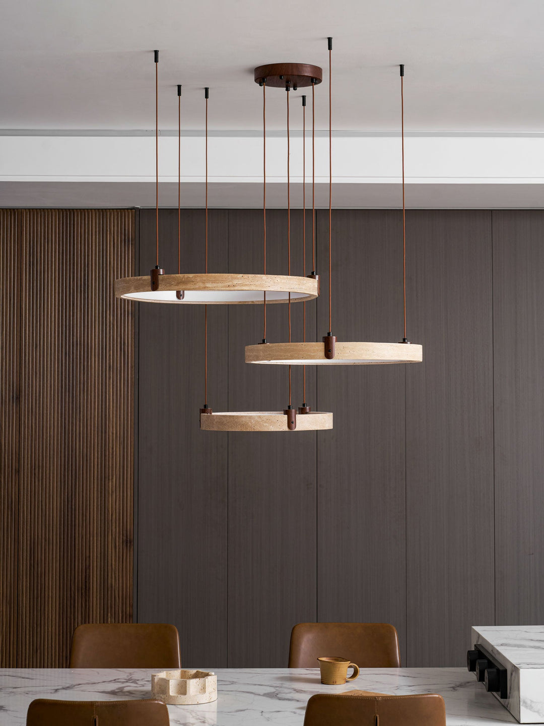 Celestial Orbit Travertine Chandelier