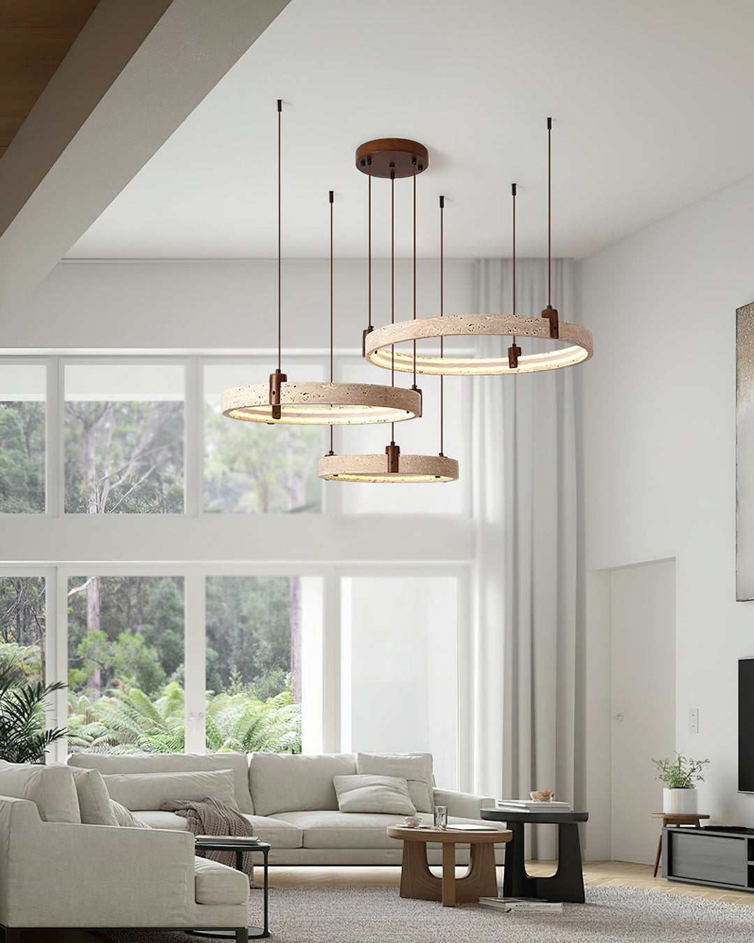 Celestial Orbit Travertine Chandelier