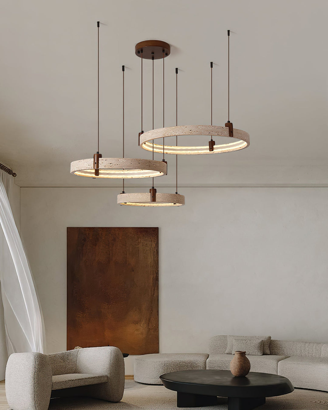 Celestial Orbit Travertine Chandelier
