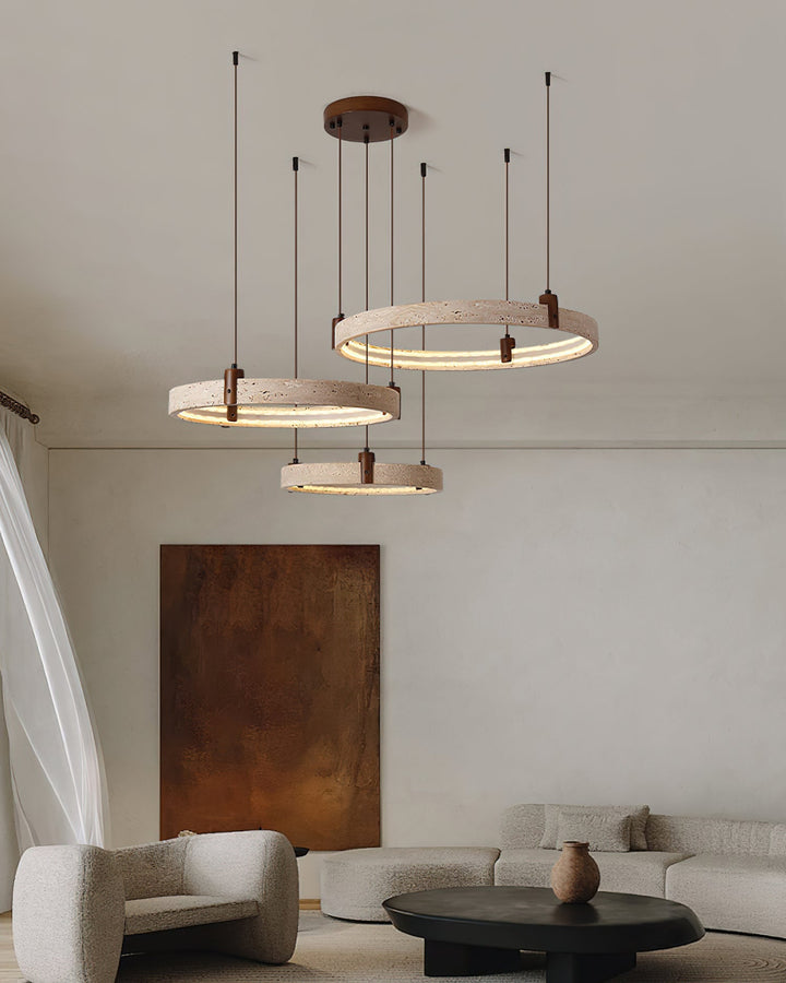 Celestial Orbit Travertine Chandelier