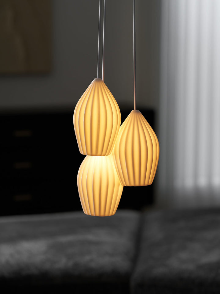 Keramisk Ribbad Pendellampa