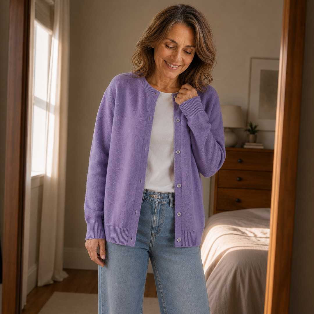 Wearbella – Kort kofta z przyciskami i miękkiego dzianiny