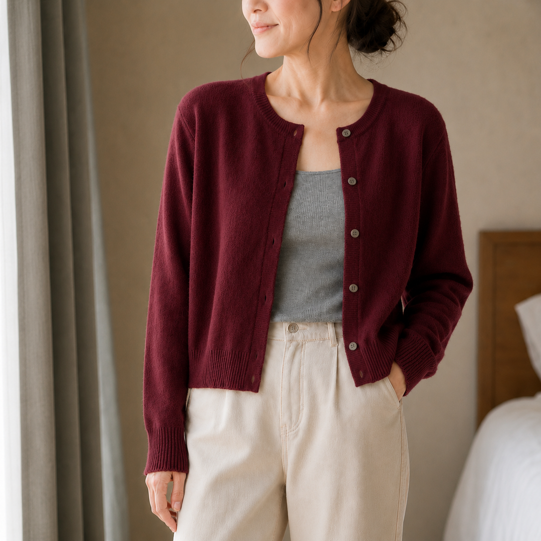 Wearbella – Kort kofta z przyciskami i miękkiego dzianiny