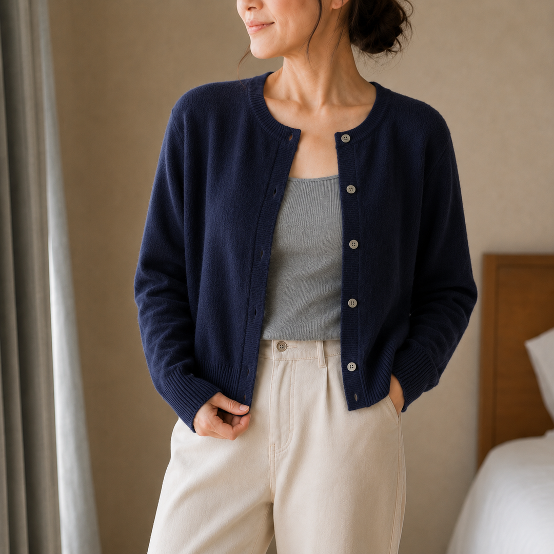 Wearbella – Kort kofta z przyciskami i miękkiego dzianiny