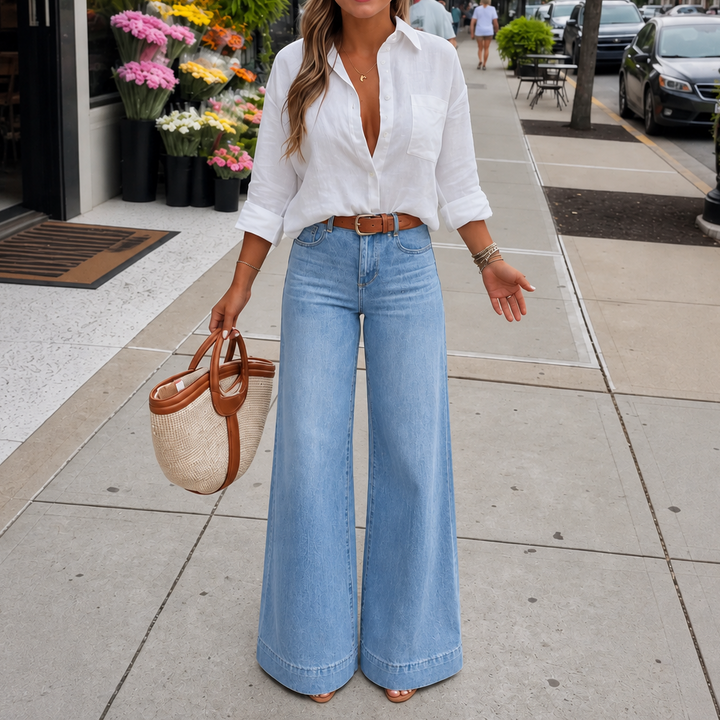 Jeans Longline Denim Look – Hög Stan, Breda Nogi, Vintage Wash