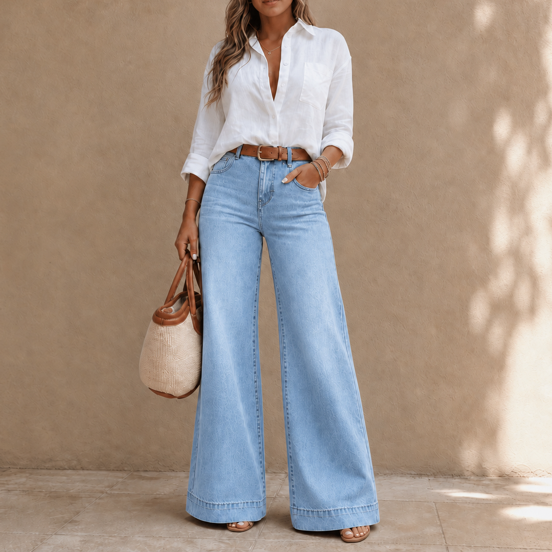 Jeans Longline Denim Look – Hög Stan, Breda Nogi, Vintage Wash