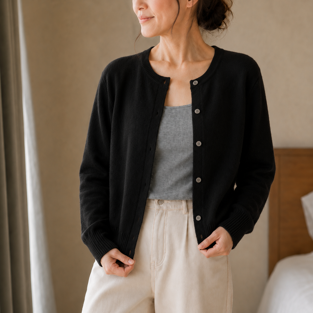 Wearbella – Kort kofta z przyciskami i miękkiego dzianiny