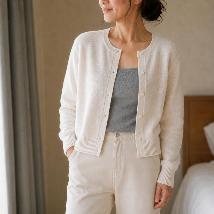 Wearbella – Kort kofta z przyciskami i miękkiego dzianiny