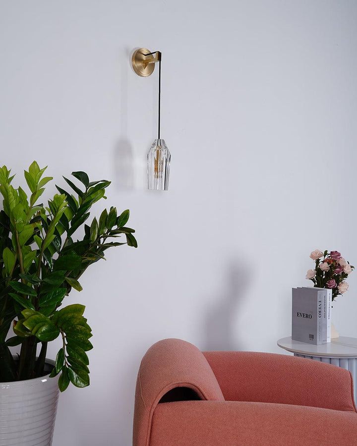 Facetterad Kristall Mässing Vägglampa