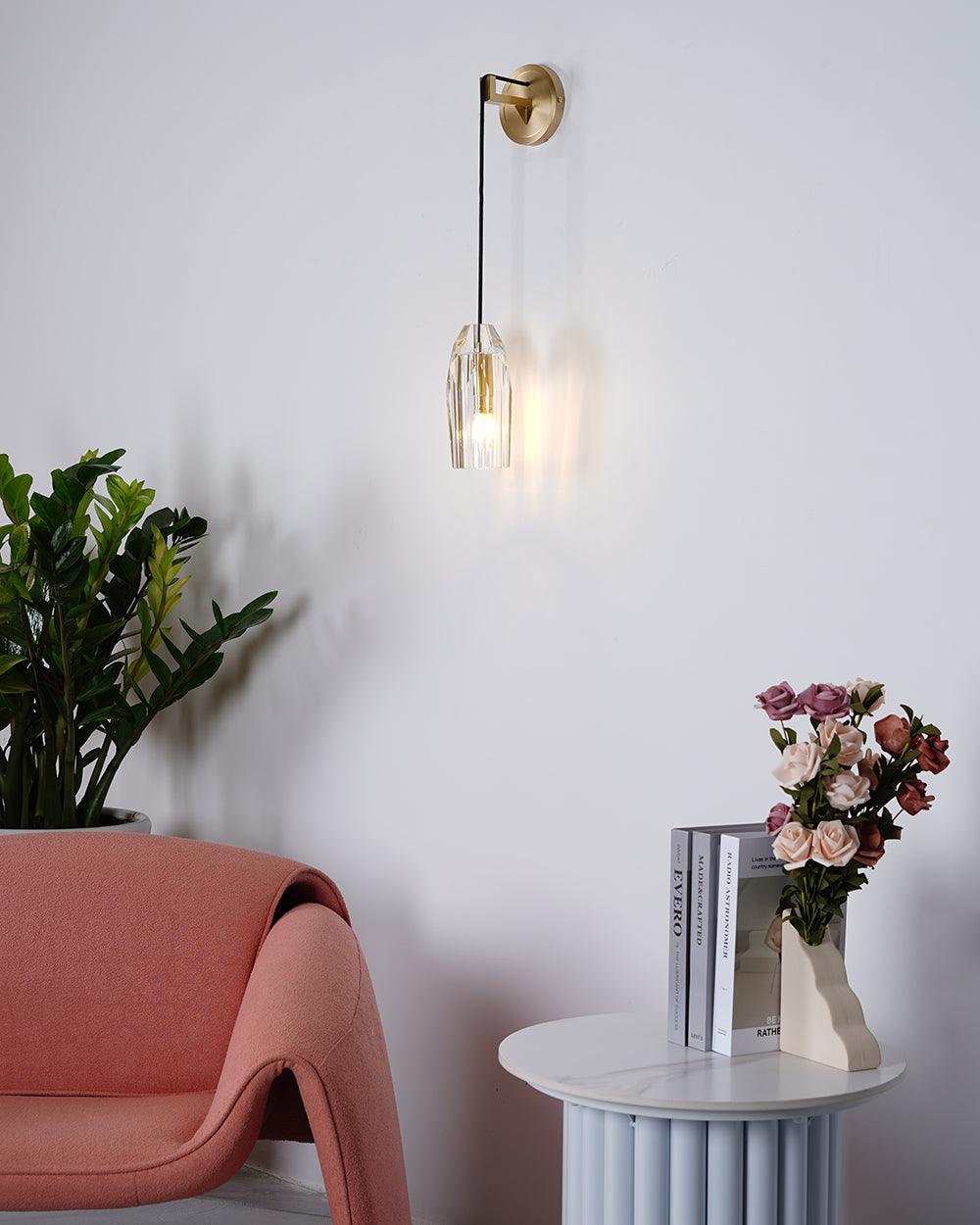 Facetterad Kristall Mässing Vägglampa